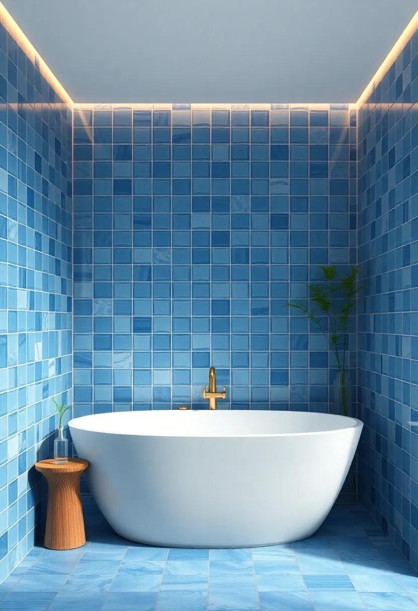 Combining Blue Tiles with Natural Elements for a Harmonious Space