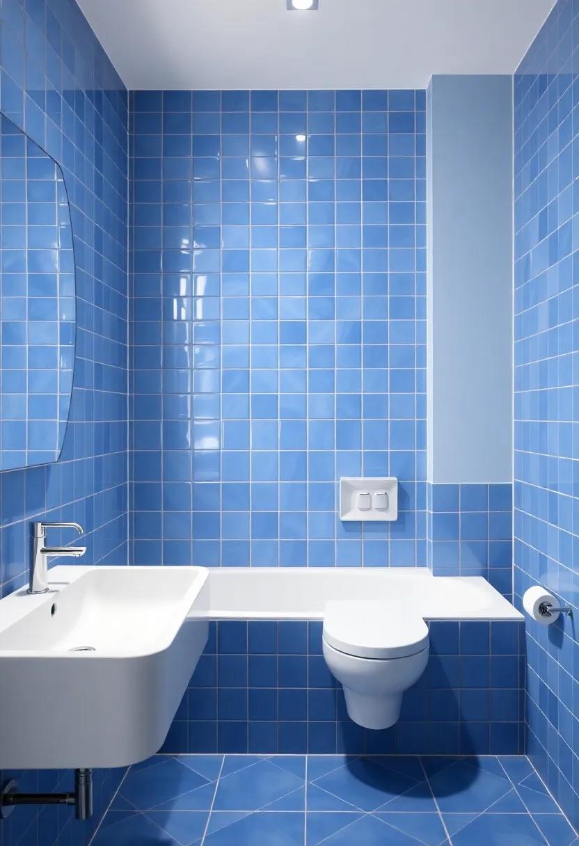 Creating Contrast: Pairing Blue Tiles with White Fixtures