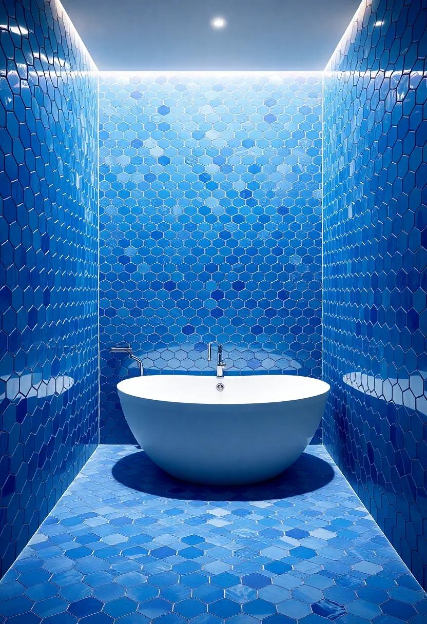 Dimensional Design: Adding Depth with Hexagonal Blue Tiles