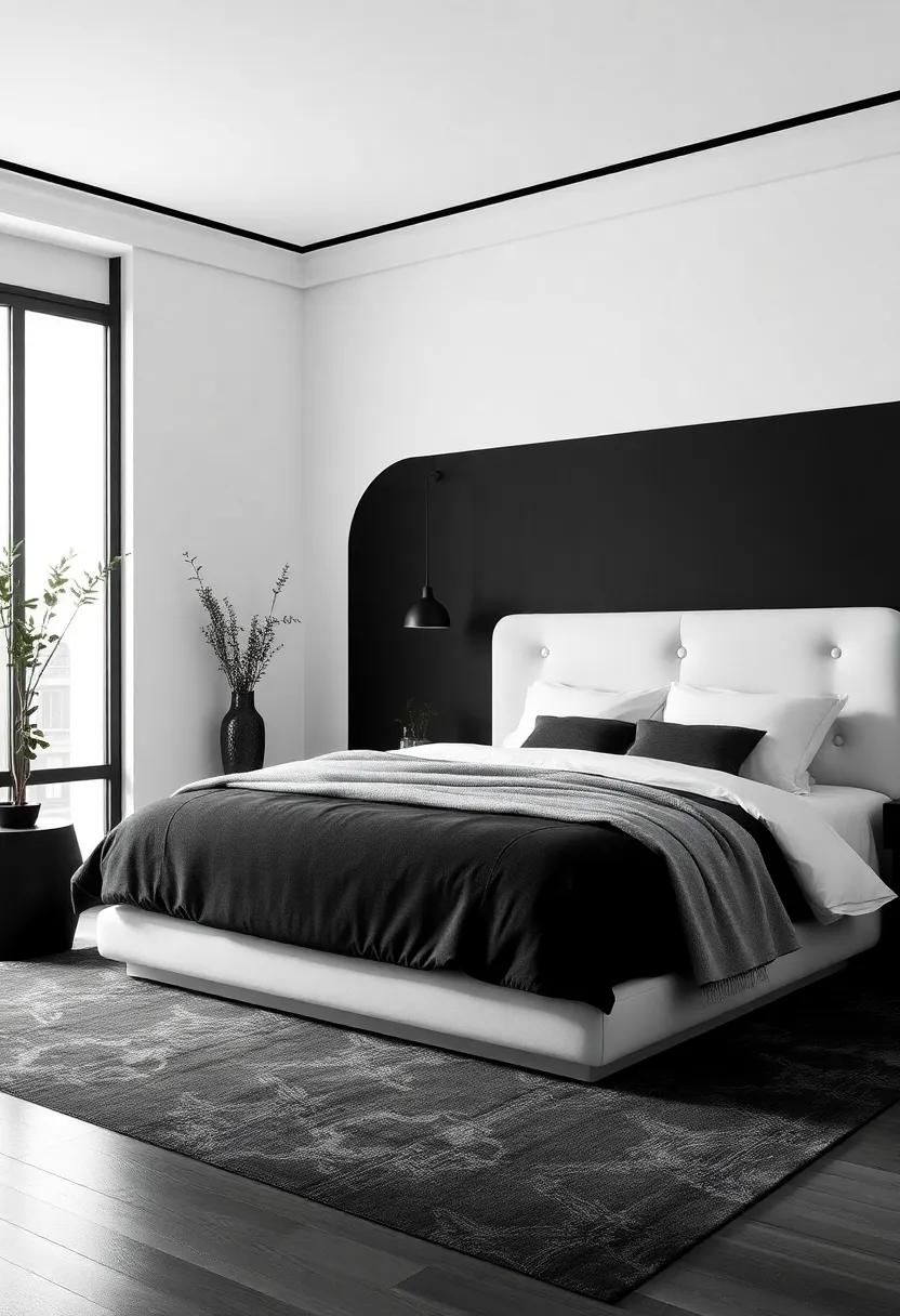 Harmonizing ​Space and Style: Achieving Balance in a Monochrome Bedroom Environment