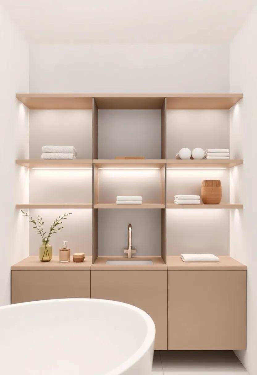 Craft a Spa-Inspired Look with Soft Lighting Beneath Shelving Units