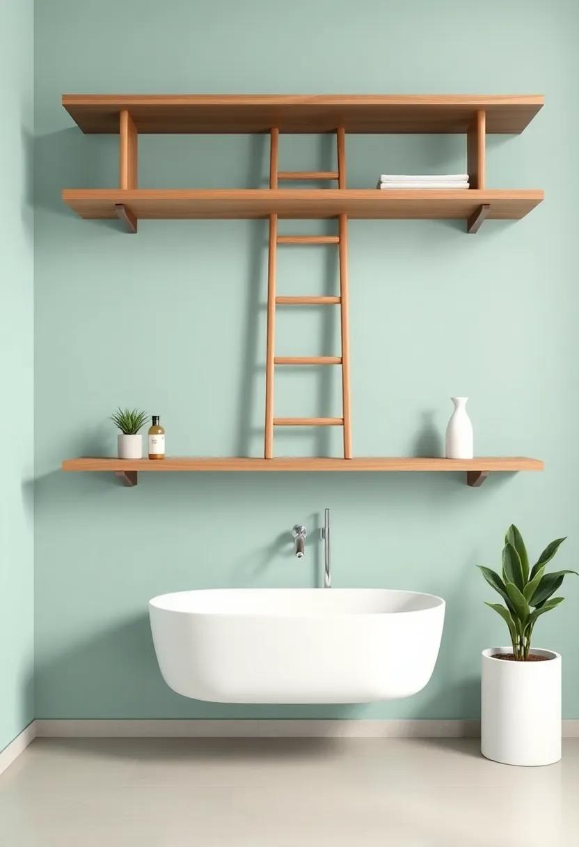 explore Wall-Mounted Ladder Shelves for a Unique Structural Element