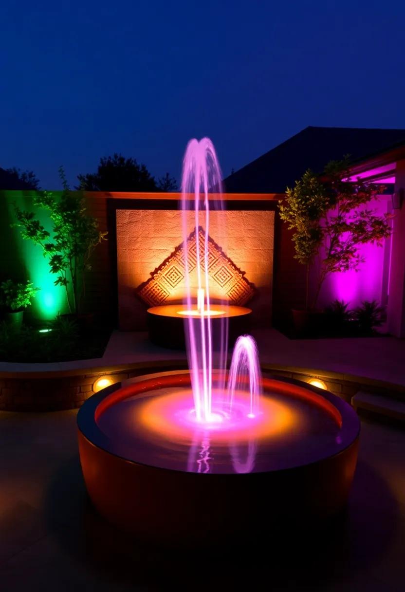 The Enchanting Glow of Illuminated Pond Fountains