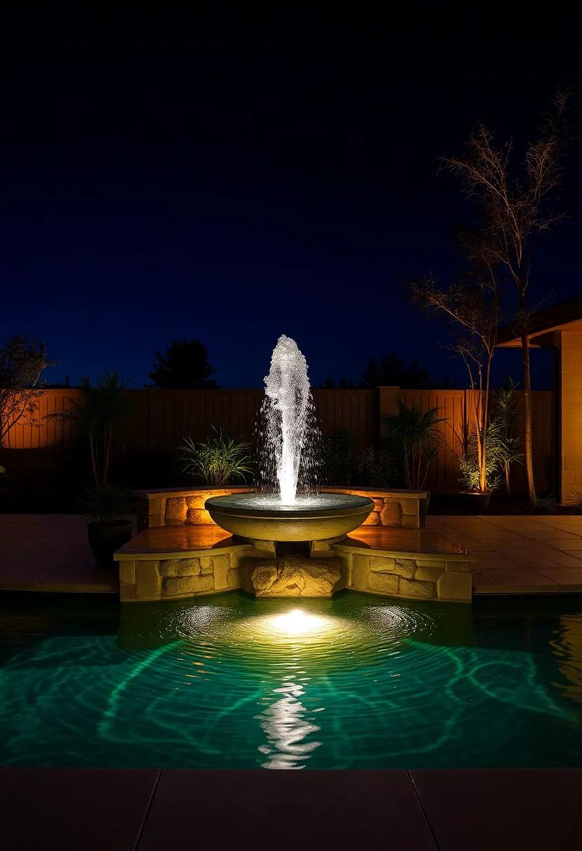 Nighttime Oasis: Outdoor Lighting that ​Enhances Water Movement