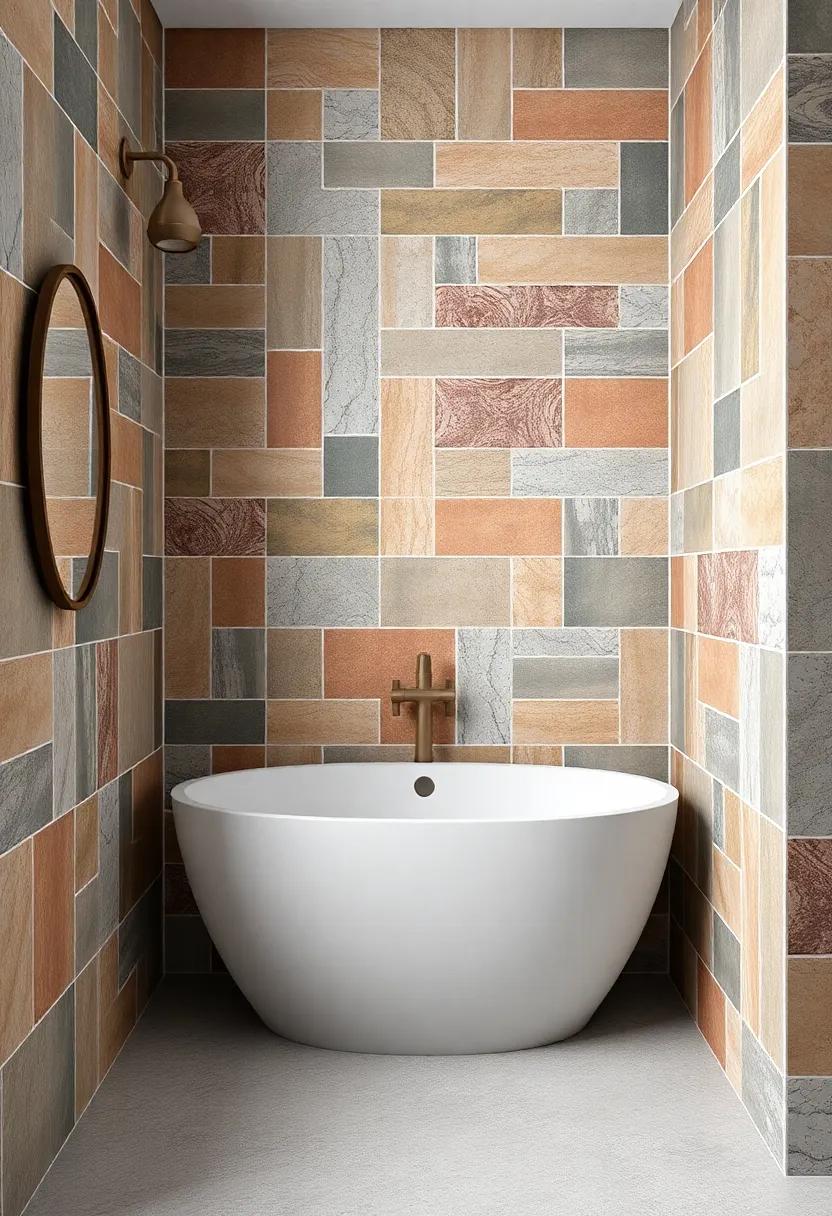 Bold Accents: Using colorful Tiles as Focal Points in ⁢a Rustic Bathroom