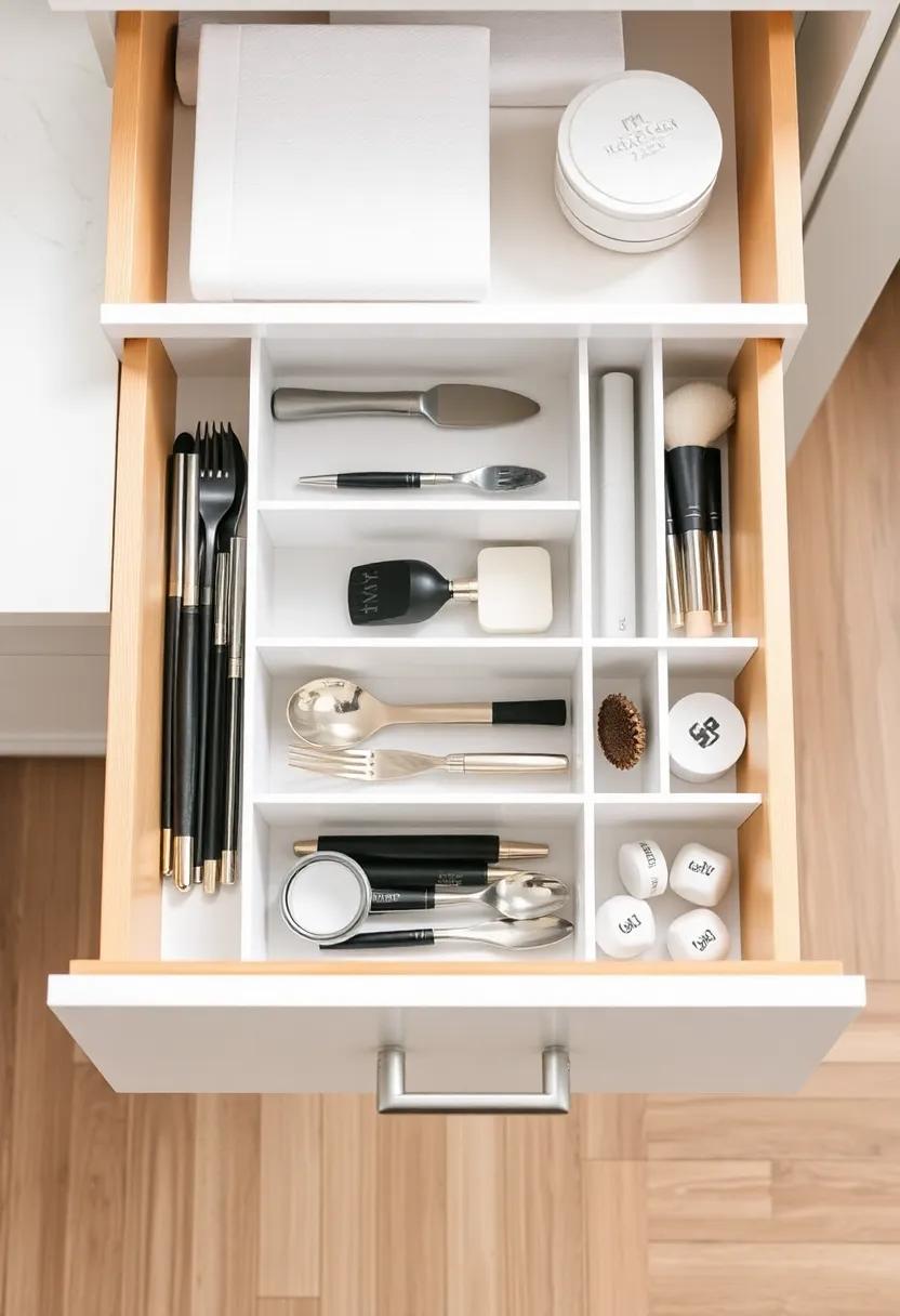 Signature Drawer Dividers: Use adjustable dividers in drawers to keep items like utensils, office supplies, or cosmetics organized, making retrieval a breeze