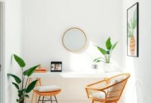 25 Inspiring Tropical Home Offices Featuring Stylish Rattan Chairs for Your Workspace