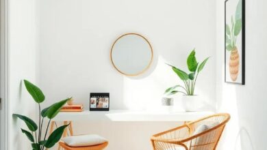 25 Inspiring Tropical Home Offices Featuring Stylish Rattan Chairs for Your Workspace