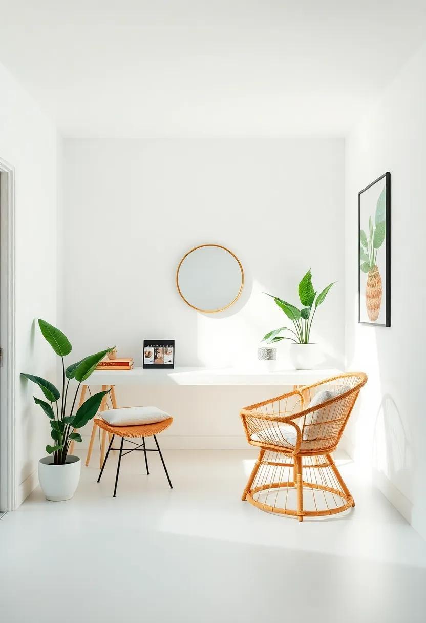 25 Inspiring Tropical Home Offices Featuring Stylish Rattan Chairs for Your Workspace