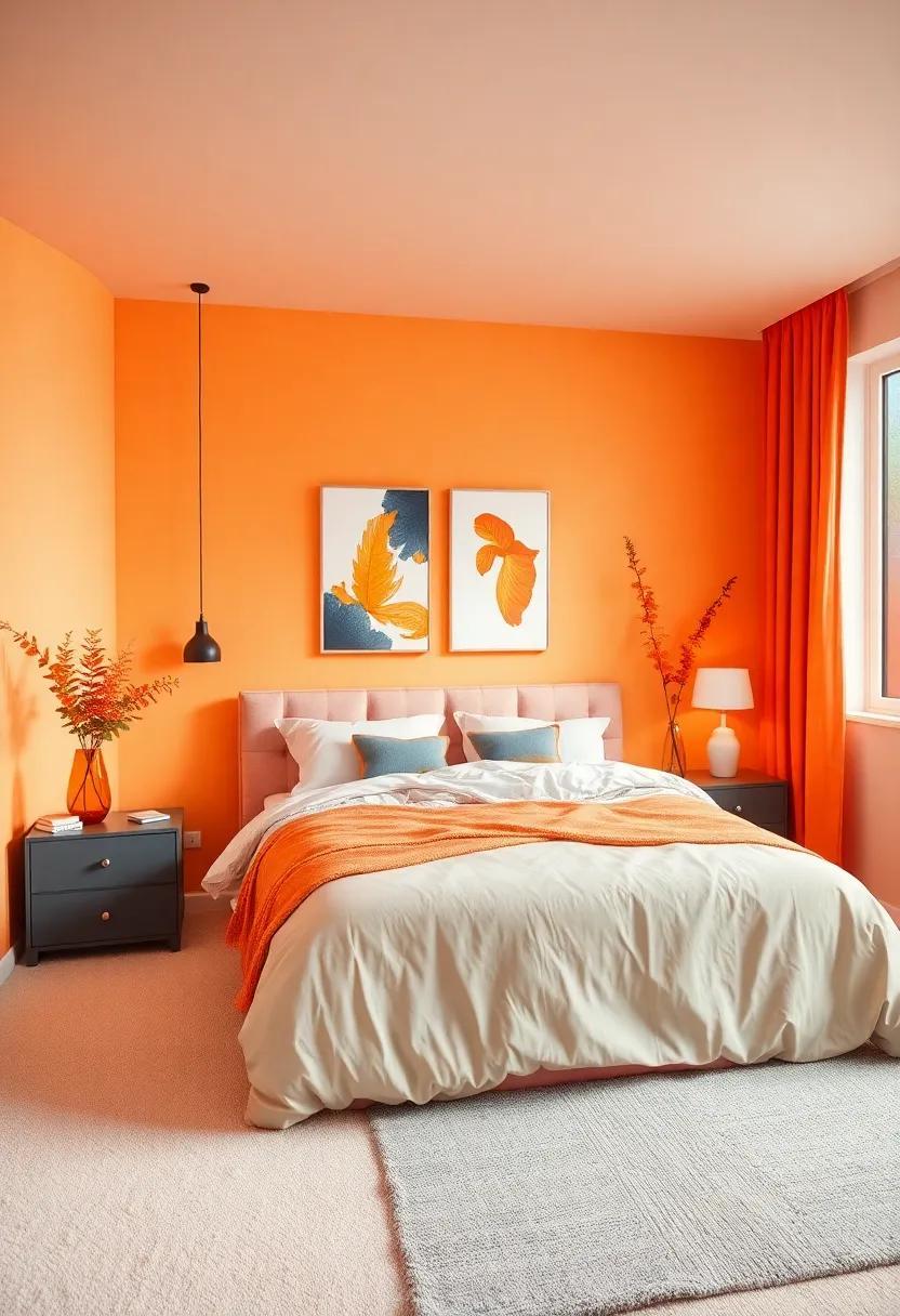 29 Stunning Bedroom Color Combinations Featuring Vibrant Orange Accents