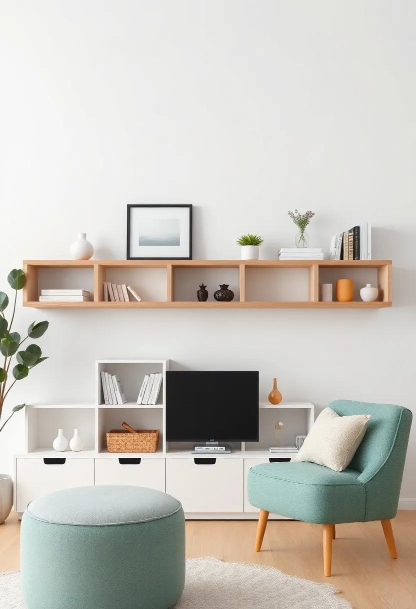 Elevate Your Space: Creative Living Room Shelves with Practical Cubby Storage Solutions