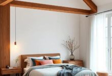 Embracing Nature: Designing a Scandinavian Bedroom with Stunning Wooden Beams