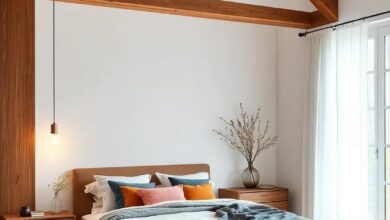 Embracing Nature: Designing a Scandinavian Bedroom with Stunning Wooden Beams