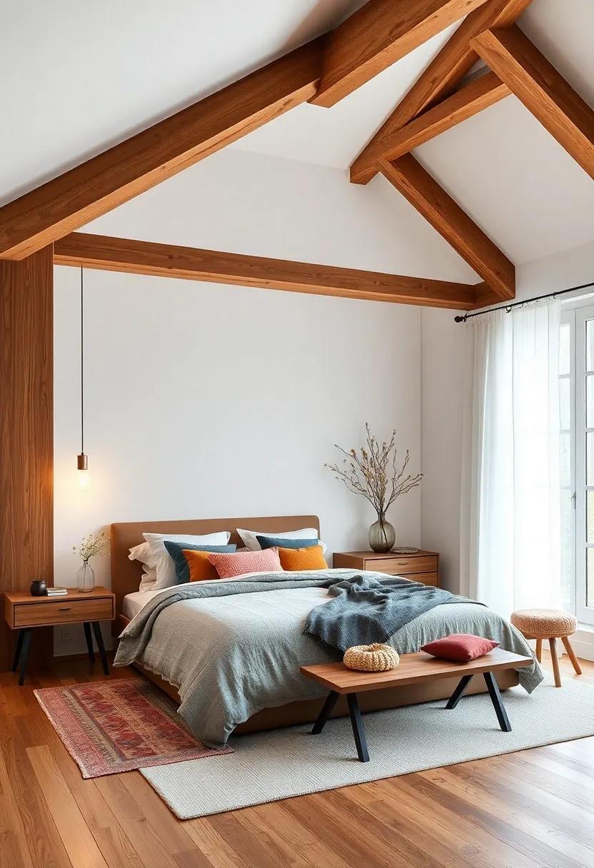 Embracing Nature: Designing a Scandinavian Bedroom with Stunning Wooden Beams