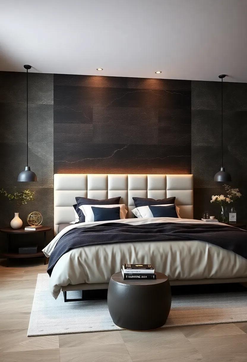 Contrast is Key: Dark ⁢Accent‍ Walls with Light Headboard Features