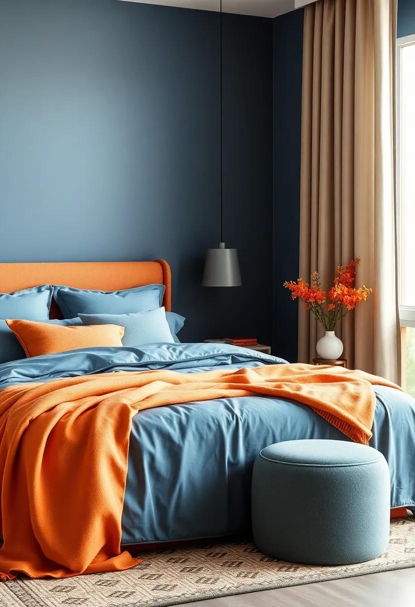 Muted Denim and Sunset Orange: Discover how muted ⁢denim blue can be ​transformed with the addition of‍ sunset orange for a chic, relaxed feel
