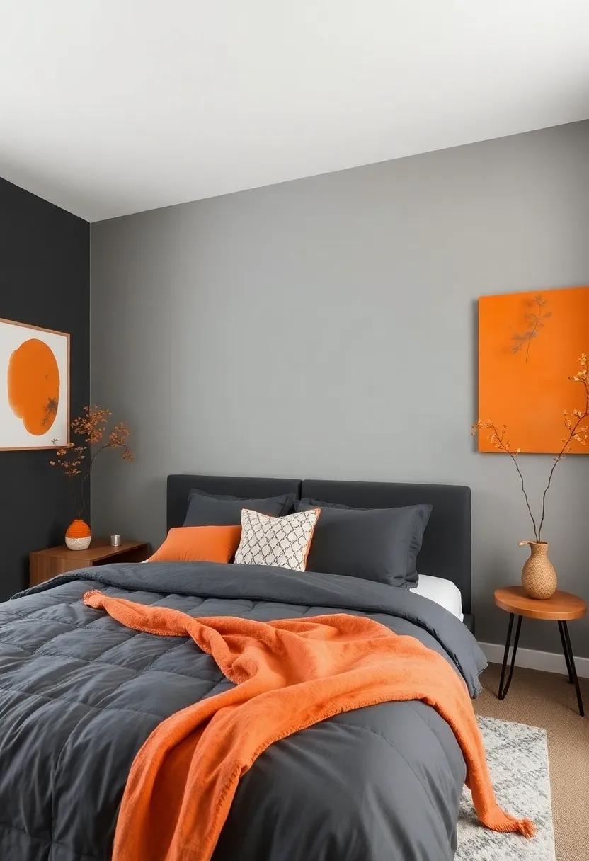 Charcoal​ Gray and Apricot: See ⁣how a dark charcoal palette can be‍ softened and ⁢lightened by apricot ⁤orange accents for depth ​and warmth