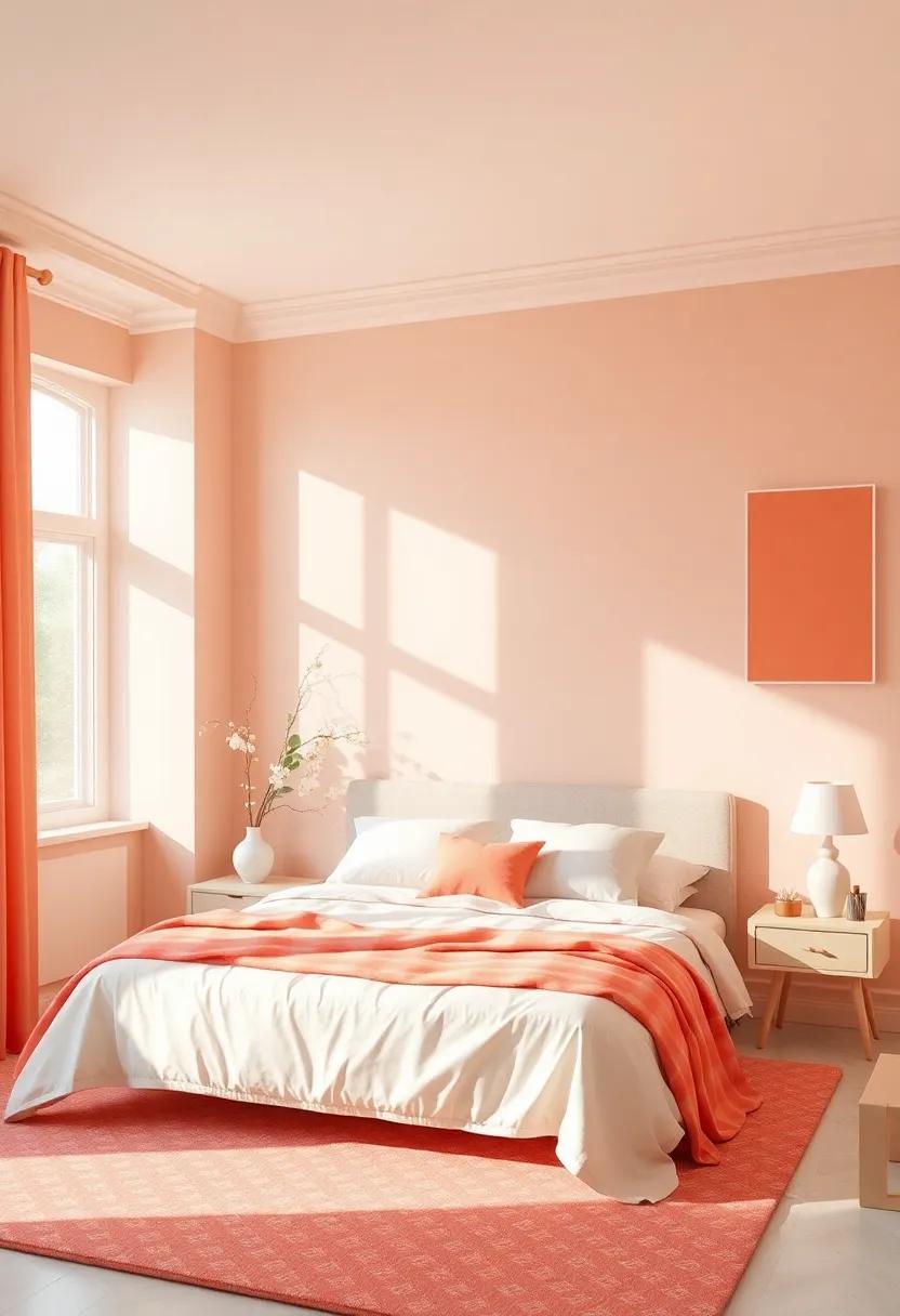 Pastel Peach and Coral: ‌Explore a light, fresh palette with pastel peach and coral hues for a summery, joyful feel in your⁤ bedroom