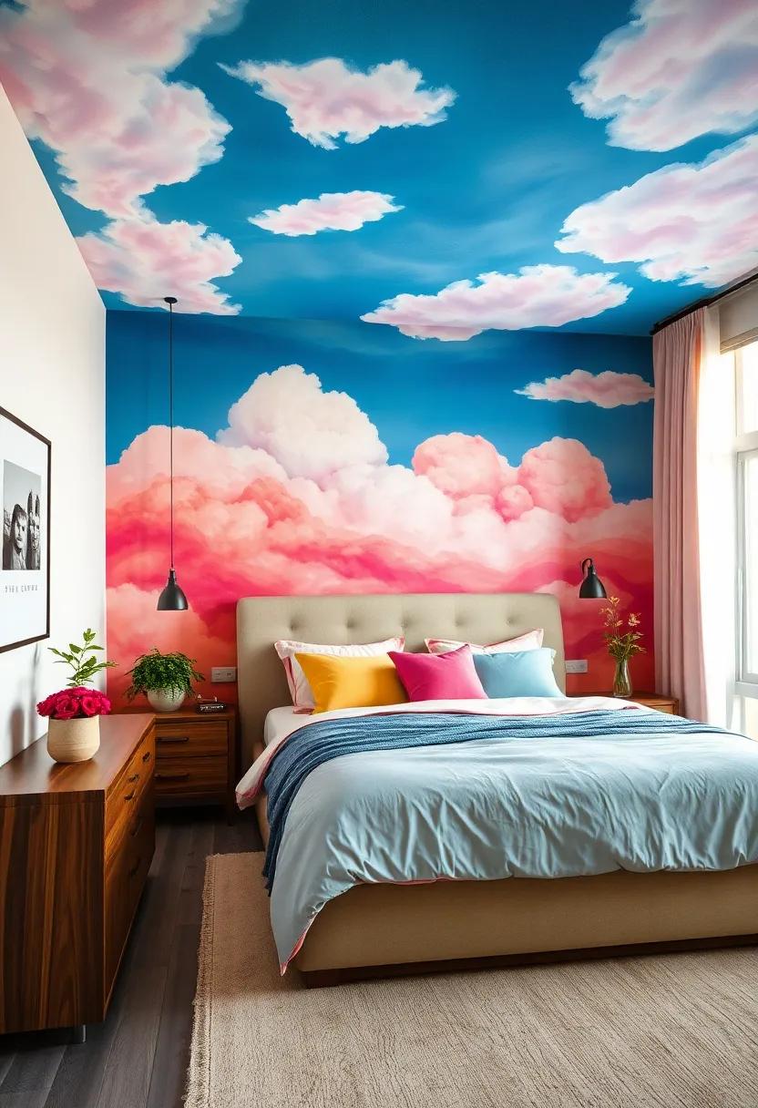Dreamy Clouds: Paint soft ⁣clouds in pastel shades around your ceiling or​ upper walls ⁣for⁢ a whimsical, sky-like⁤ effect