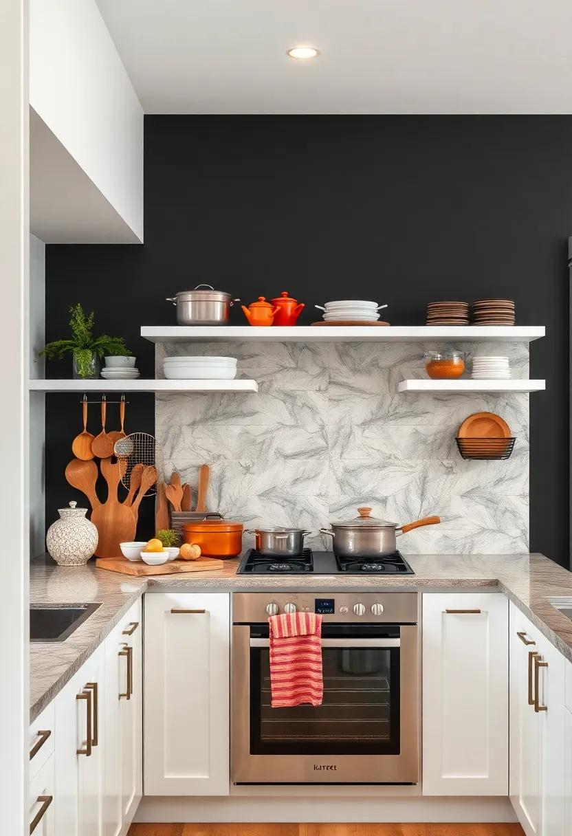 Curated Cookware ⁣Display: Artfully arrange eye-catching cookware on the white cabinets or shelves⁤ to enhance decor ⁤while‍ still keeping the space functional