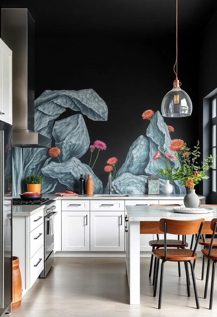 Artistic Wall Murals: Commission ‍a local artist for a mural on⁢ a ‌black wall, infusing creativity and personalization⁤ into your ⁢sophisticated kitchen design