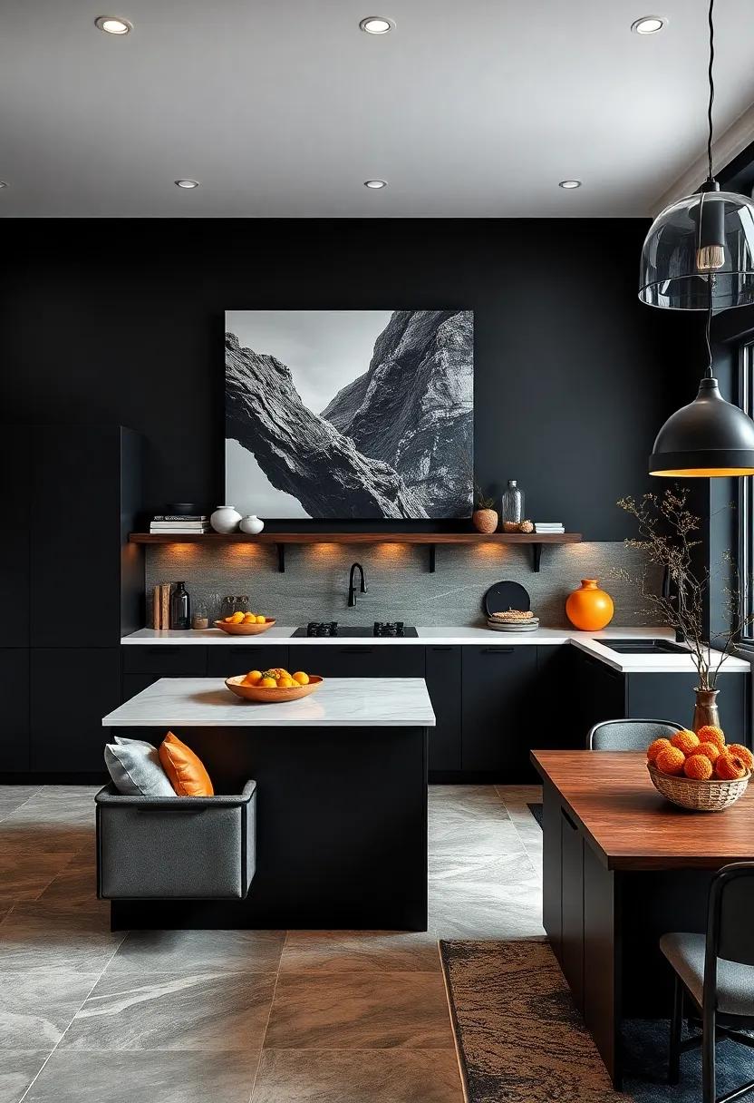 Dramatic Artwork: Showcase large canvases‍ in bold colors or black-and-white photography on the walls, allowing art to take center stage‍ in your striking kitchen