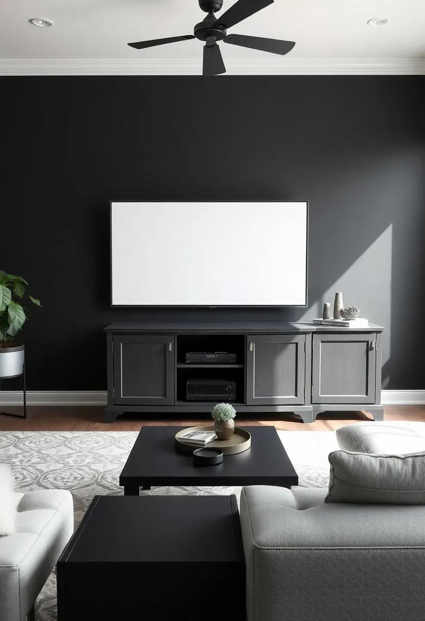 Choose a sleek black⁣ television stand that resembles vintage cabinetry to blend technology with style