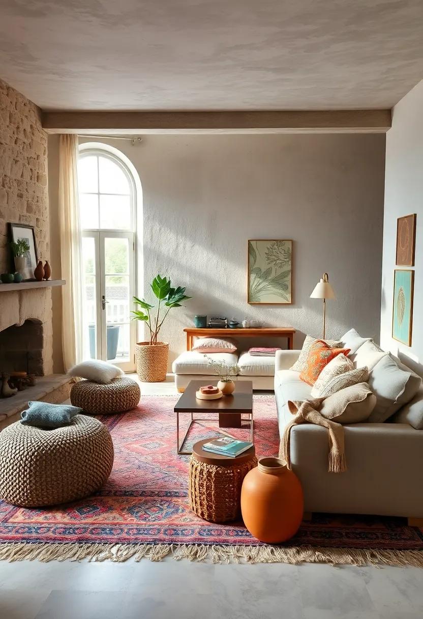 Embrace Rich Textures with Layered Rugs to Enhance Your Bohemian Space