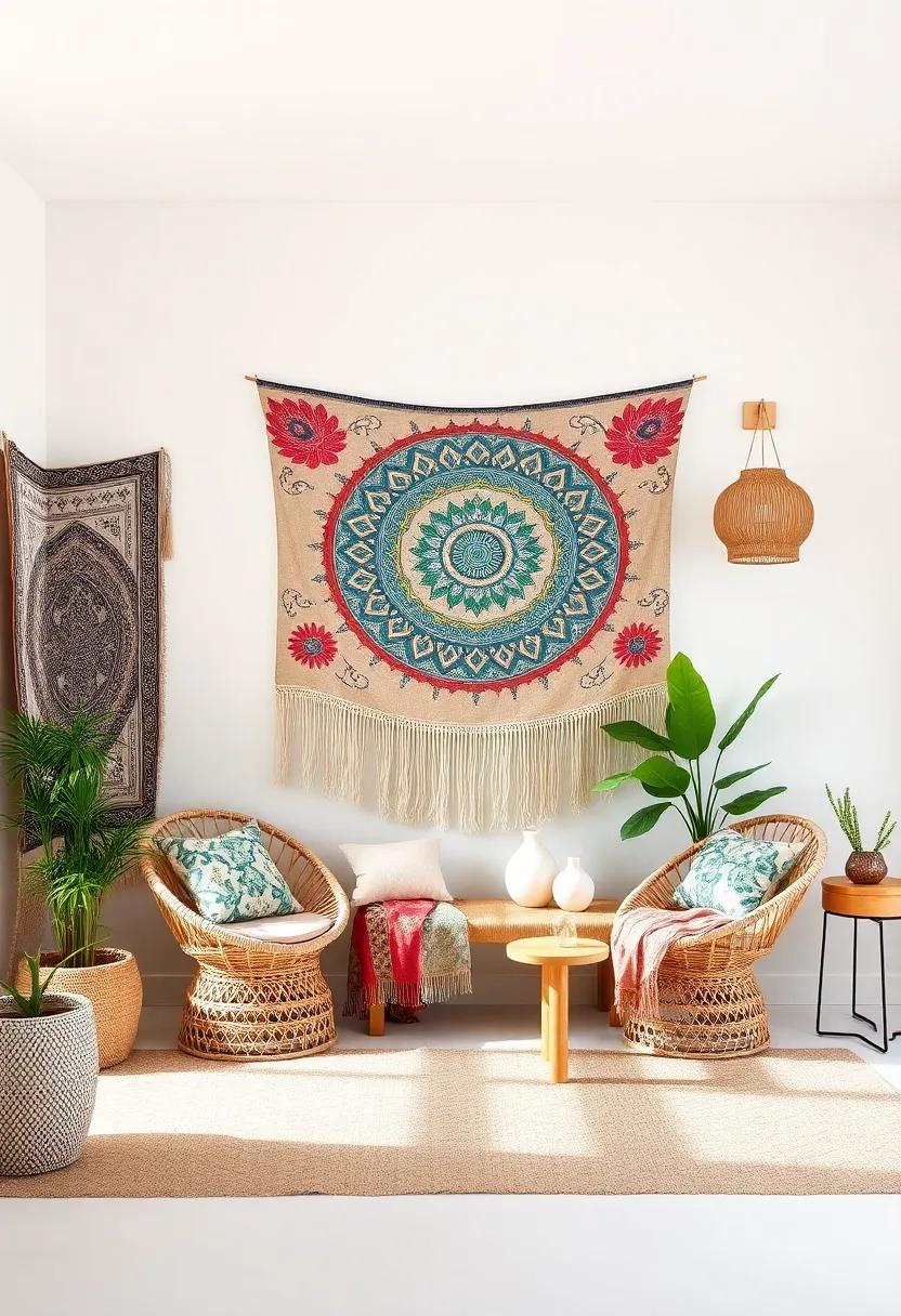 Showcase⁣ Textiles: hang tapestries or fabric art on ⁤walls to ⁢add color and texture without having to ‍commit‌ to paint or wallpaper