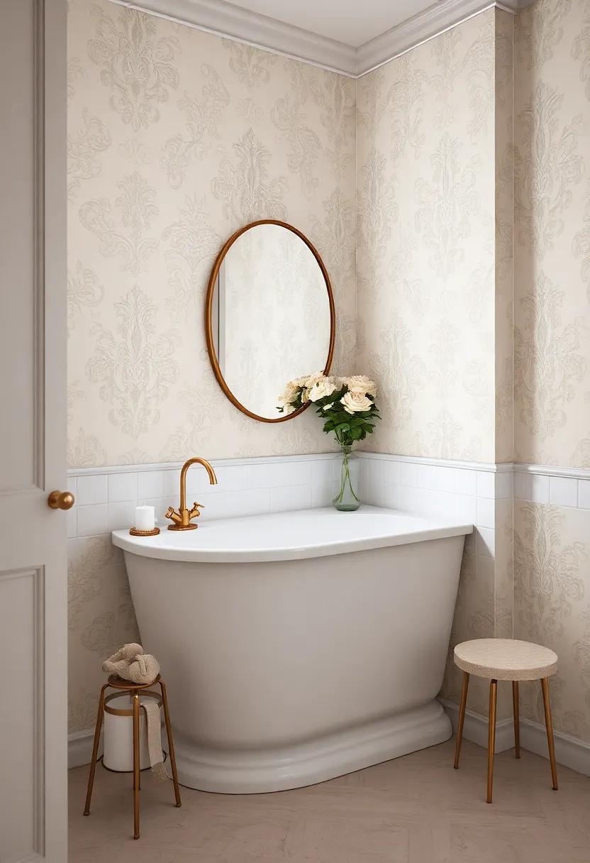 Incorporate ⁤vintage-inspired wallpaper with delicate floral‌ or damask patterns to add depth and character