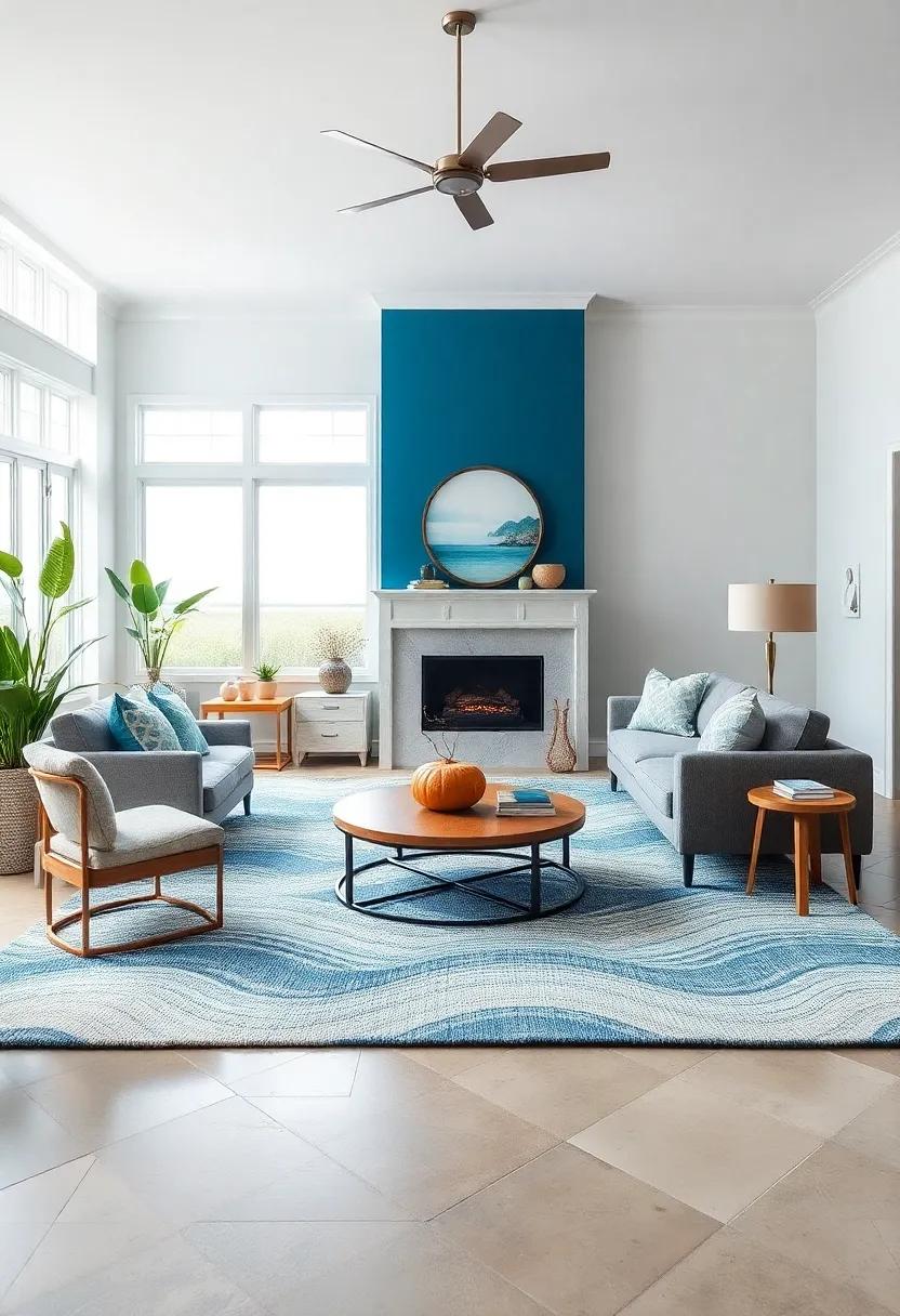 Opt for sea-Inspired Rugs: Consider woven or patterned area rugs that resemble beach sand or ocean waves, ⁤grounding the room beautifully