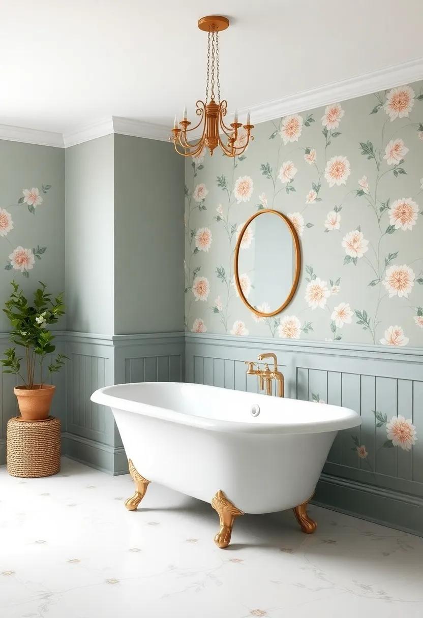 Delicate floral Patterns in Cottagecore Bathroom Decor