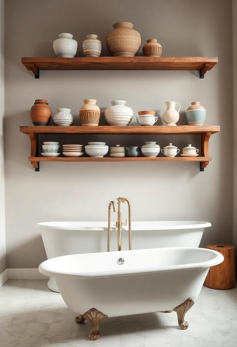 Rustic Shelving Ideas for Displaying Decorative Pottery