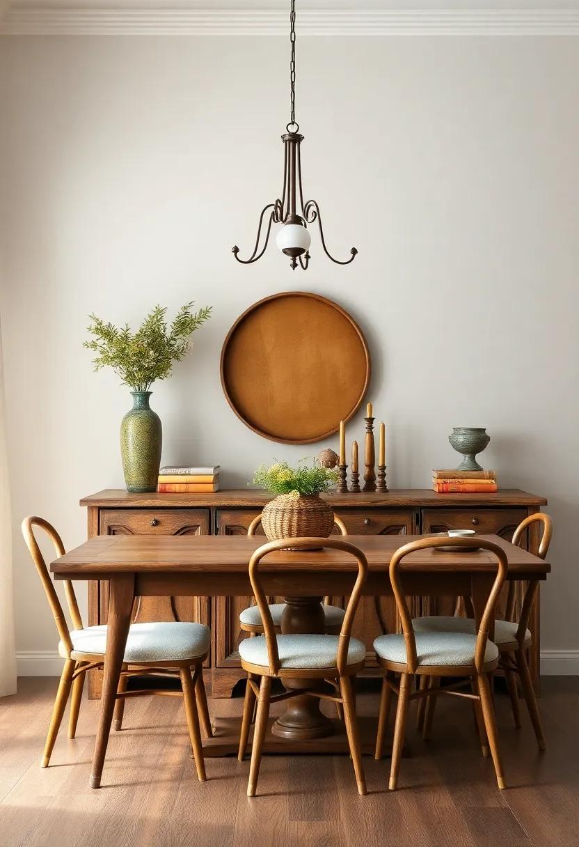 Vintage Touches: Incorporate vintage‍ or antique elements, such as a weathered sideboard or retro ‍dining ⁣chairs, to add warmth⁢ and character to your dining room