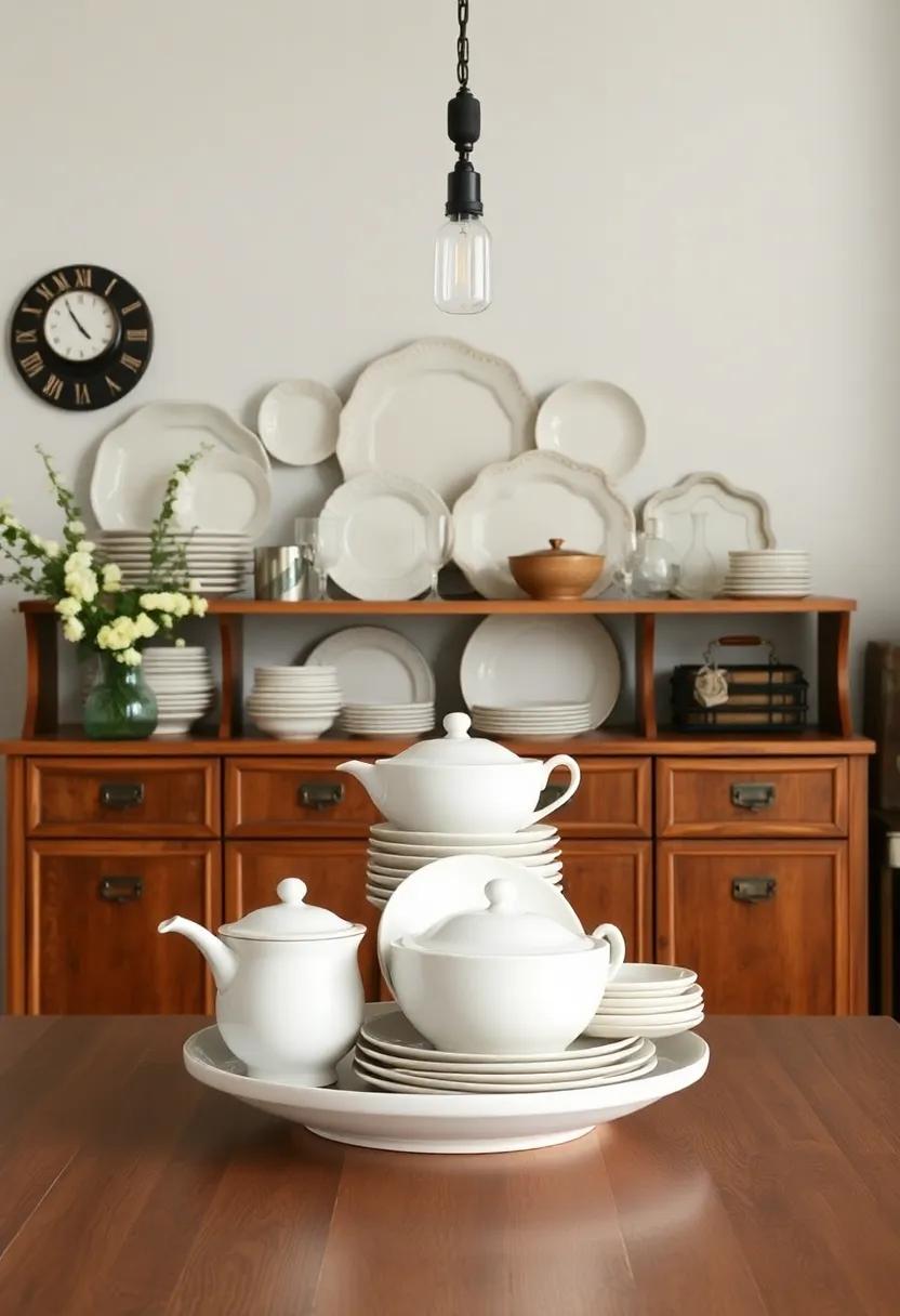 Vintage Tableware Display:⁤ Curate​ a collection of vintage dishes or glassware to display openly, adding‍ a charming layer of history to your dining room decor