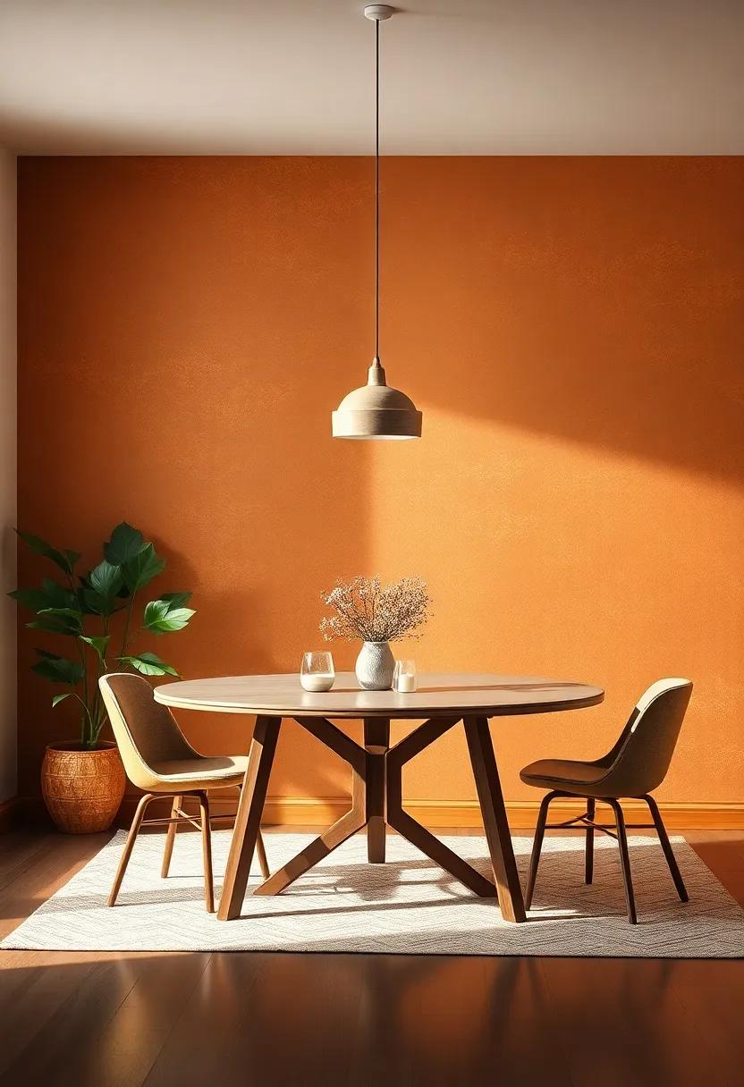Accent Wall: Create a feature wall with warm-toned paint or rustic wallpaper to evoke a ⁣cozy ambiance and ‌serve as a‍ stunning backdrop for your dining area