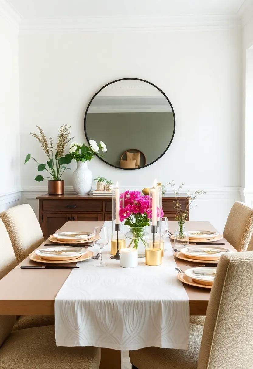Decorative Centerpieces: Use seasonal centerpieces, such as​ potted plants, fresh flowers, or candle ‍arrangements, that bring life ⁢and color to your dining ‍space