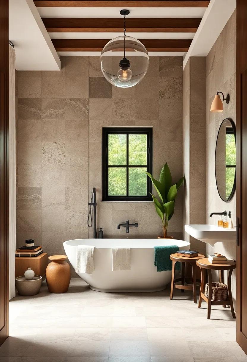 Design a‍ bathroom ​that ‍features traditional tile patterns alongside sleek fixtures, creating‌ a serene space that honors history