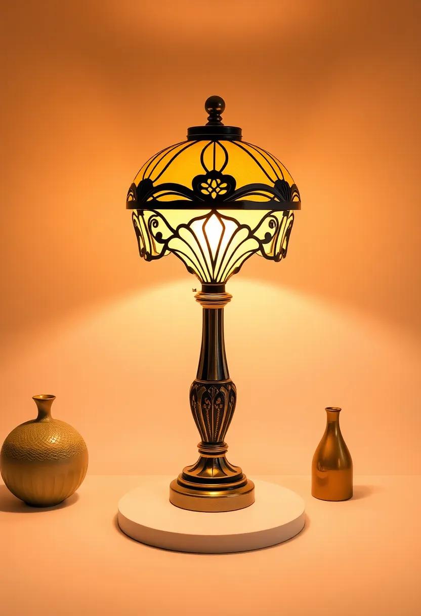 Art Deco Table Lamp: ‍Channel the ‌glam of the 1920s ‌with a⁣ stunning art deco‍ lamp featuring⁤ intricate ⁣designs and a warm glow that elevates​ any vignette