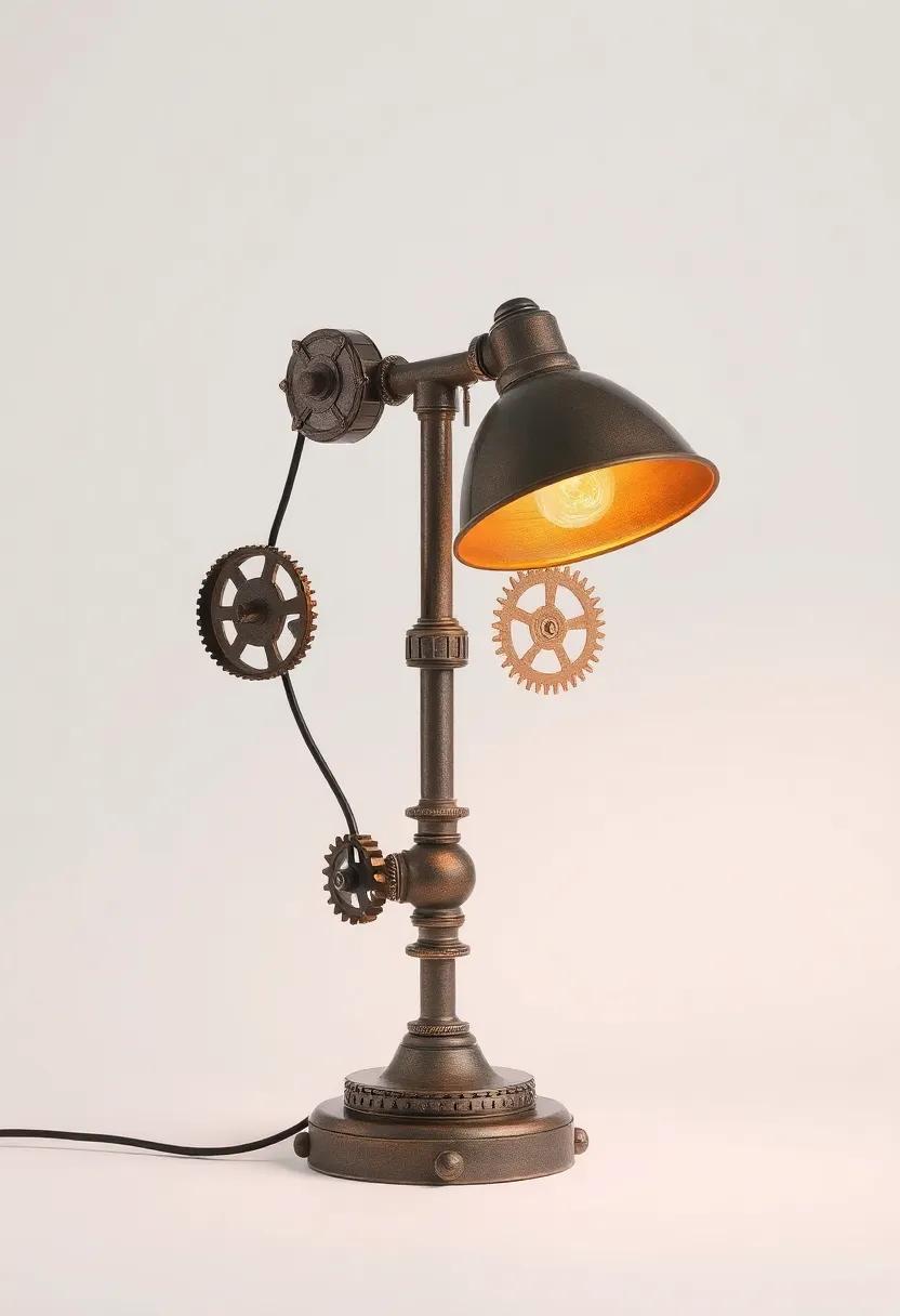 steampunk-inspired Desk Lamp:⁤ Combine Victorian elegance with industrial grit, featuring ⁣gears⁣ and metal accents that​ exude a unique‌ charm