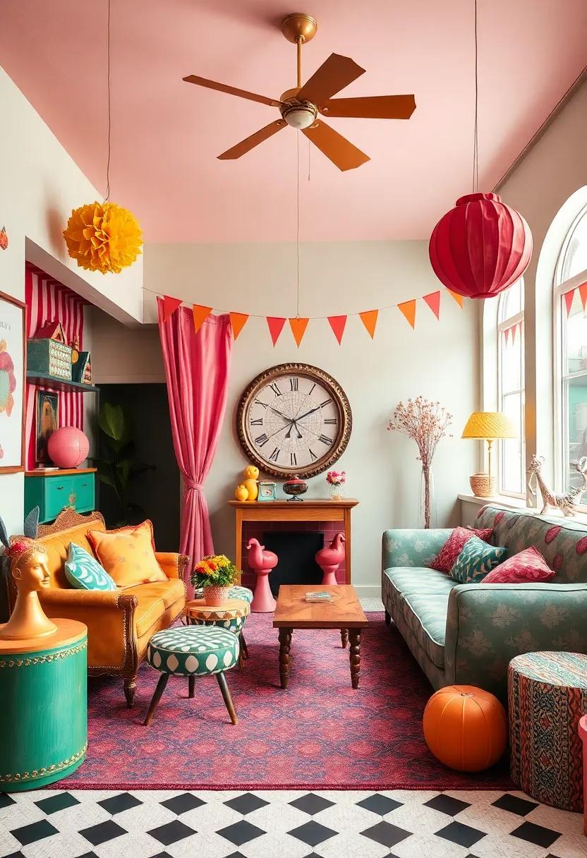 Vintage Circus Vibe: Revel in an​ atmosphere‌ reminiscent of a whimsical ⁣circus, complete ⁣with bold colors, playful patterns,⁤ and quirky furnishings