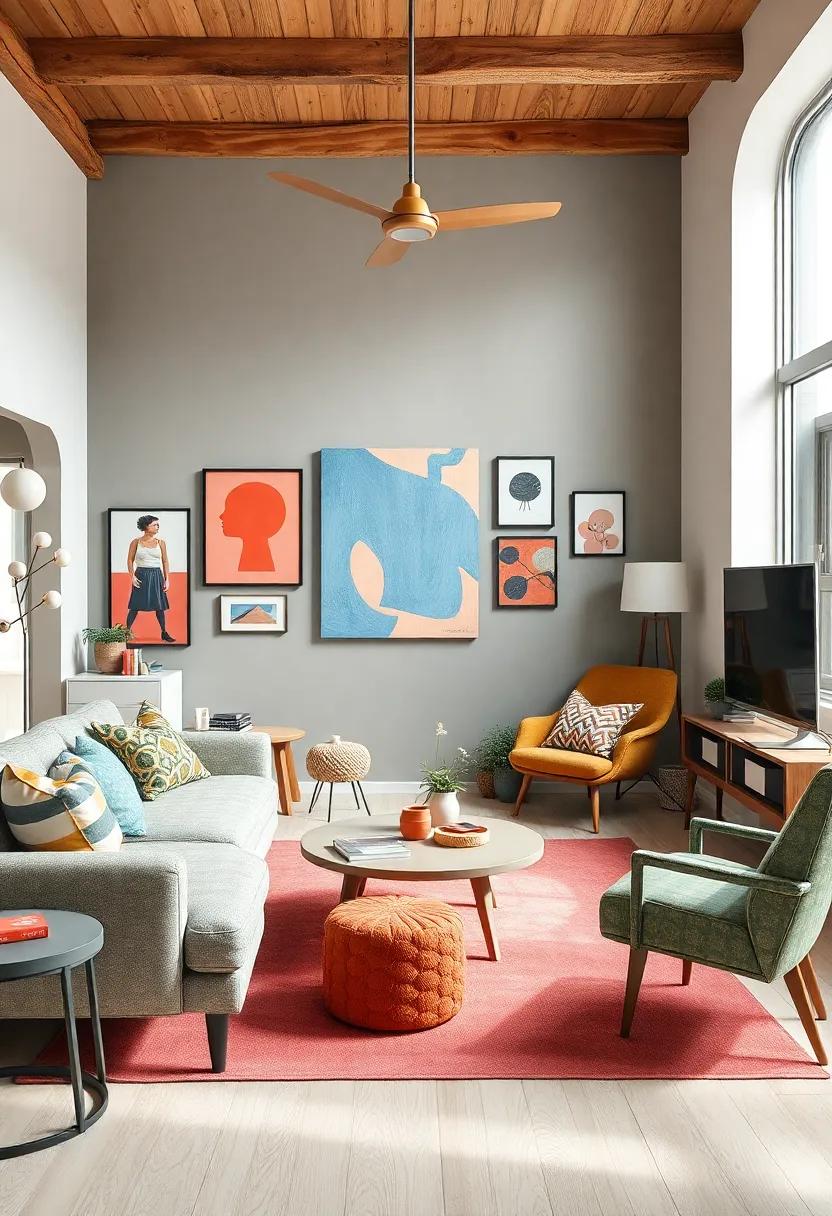 Artistic⁢ Collage​ Living room: Enter⁢ a space where every piece of furniture ⁢and decor serves as‌ a canvas for self-expression,purveying individuality ‍and style
