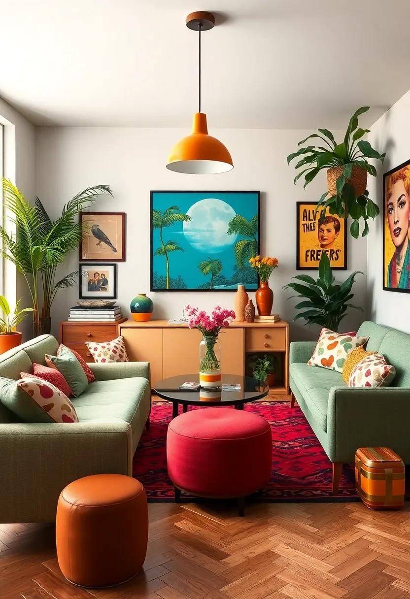 Retro​ Pop‍ Art paradise: Step ⁣into a haven bursting with nostalgic vintage‍ pieces and bold pop art,‌ creating a fun zigzag through decades of design