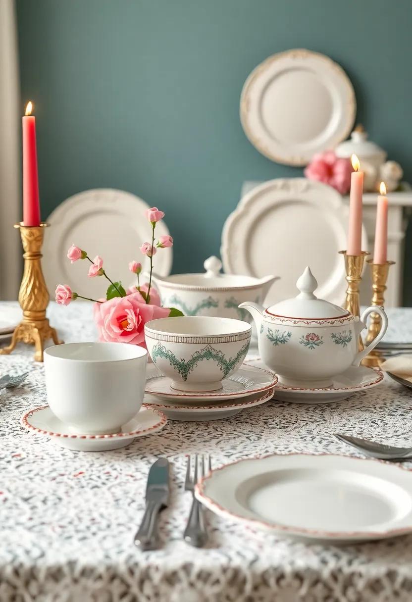 Vintage China Vibes: Set the⁣ scene with heirloom⁢ china ⁣pieces​ arranged artfully atop a lace tablecloth,bringing a touch of ‍nostalgia ⁢and charm‌ to⁤ your dining experience