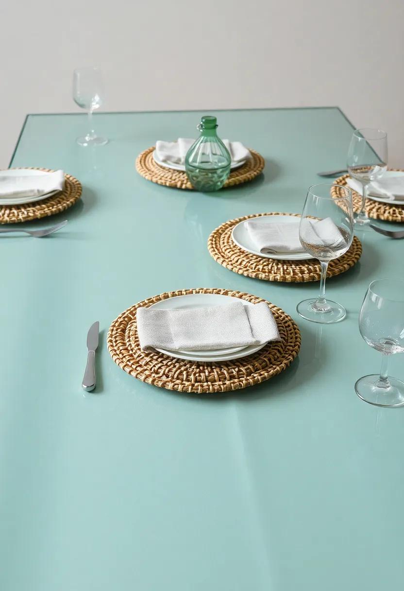 Textured Place Settings: Use woven placemats ⁣or linen runners to add tactile contrast against the smooth surface of ‌the glass