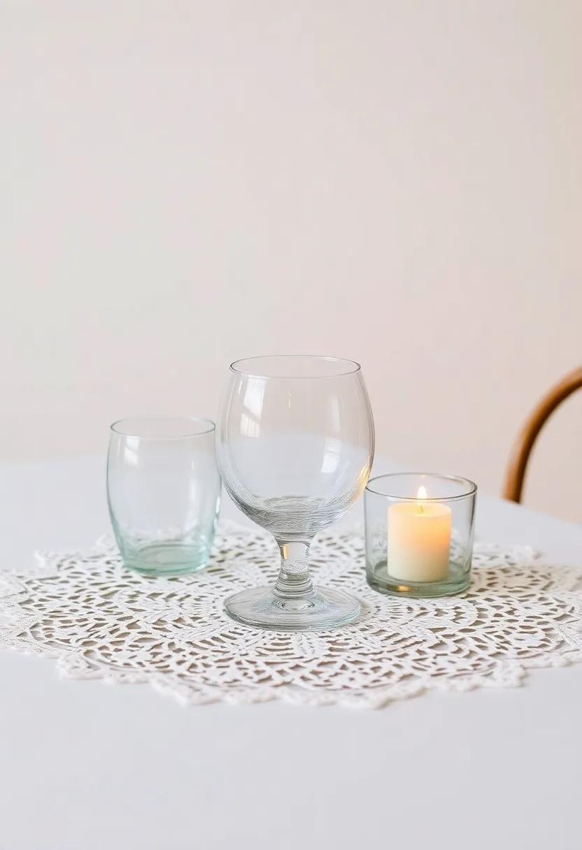 Vintage Lace: Add‌ delicate lace doilies underneath‍ glass‌ objects ⁣for ‌a touch of ​nostalgia and ⁣romantic elegance