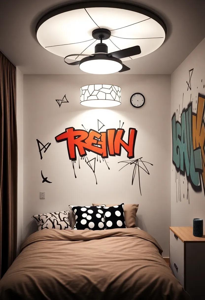 Graffiti Lighting⁣ Fixtures: ⁢Install lighting fixtures that ‍feature graffiti designs ⁢or ‌patterns, adding a unique twist ​to⁣ the room’s illumination