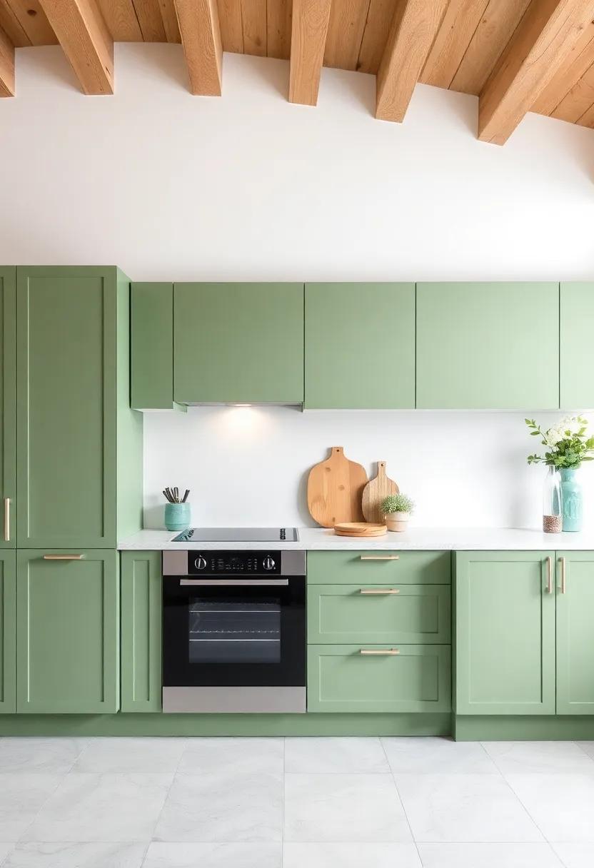 Soft Green and Natural Wood: Harmonize soft green cabinets with natural wood elements for⁤ a balanced, organic ⁤look that feels warm and ⁣inviting