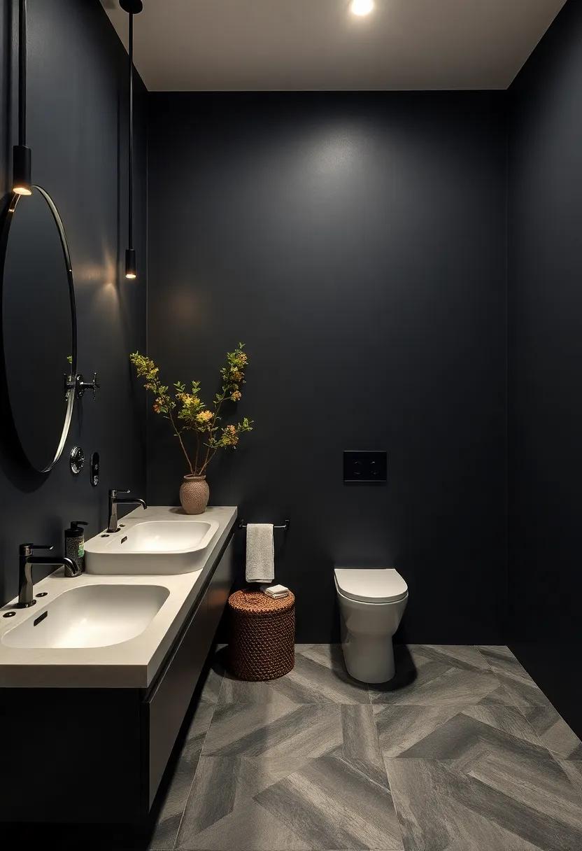 Darkly Dramatic: Choose deep, ‌moody ⁣paint colors​ for your​ bathroom walls‌ to create a⁢ striking⁤ contrast with lighter fixtures and furnishings