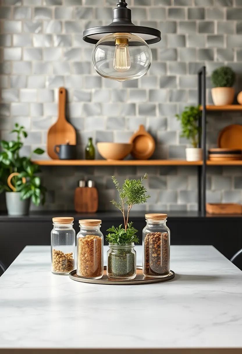 Accessorize with Spices: Display herbs and spices in stylish glass containers as both‌ a functional and decorative kitchen feature